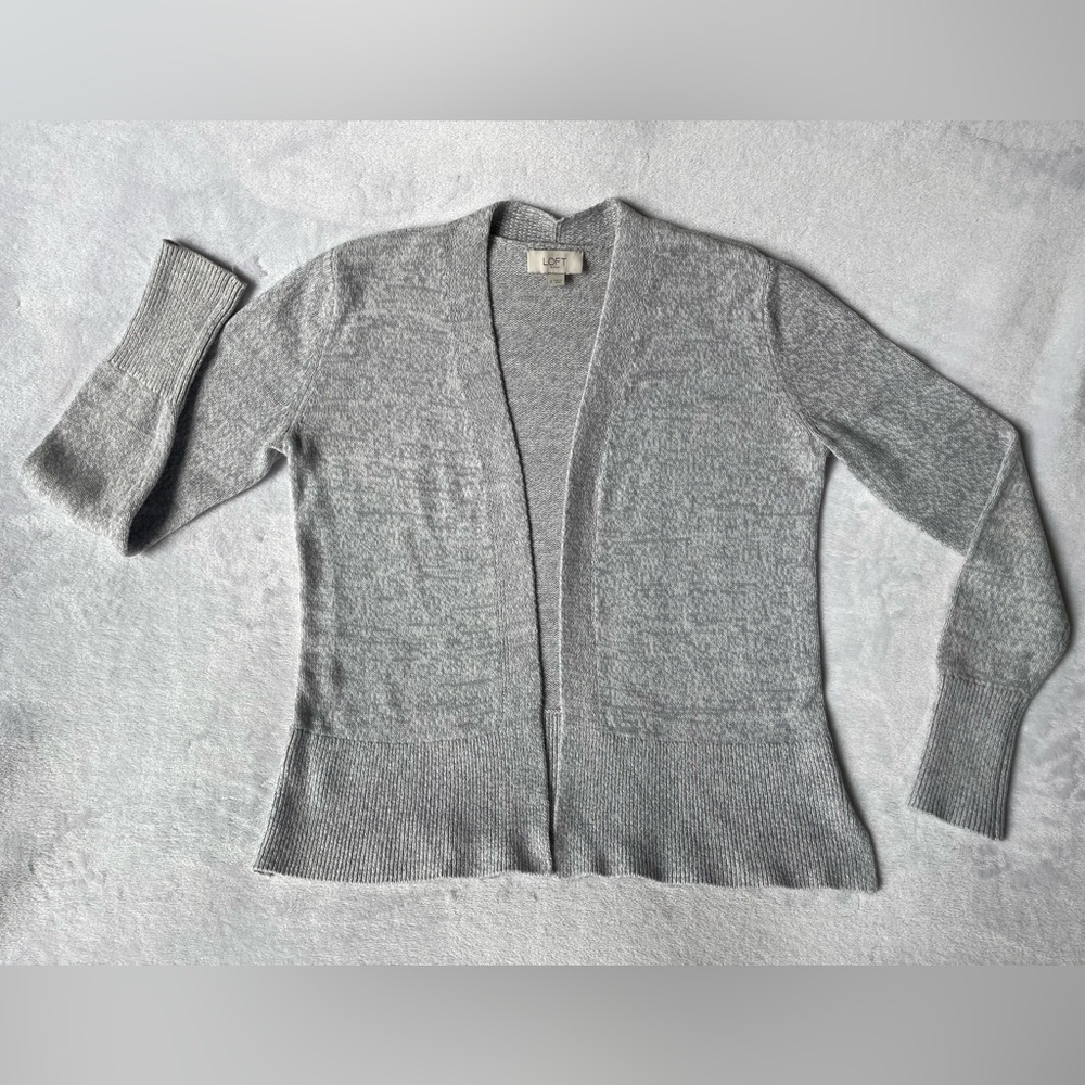 LOFT Heather Grey Open Front Cardigan Sweater